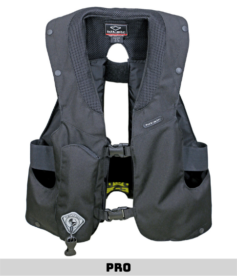 A black vest with a strap around the waist.