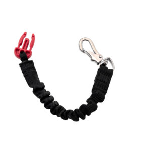 A black and red chain with a silver clip