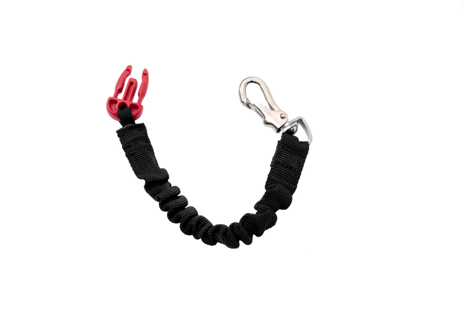 A black and red chain with a silver clip