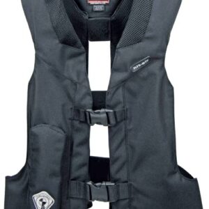 A black vest is shown with two straps.