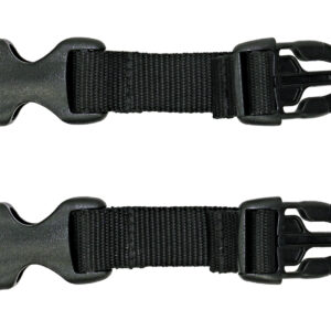 A pair of black straps with plastic buckles.