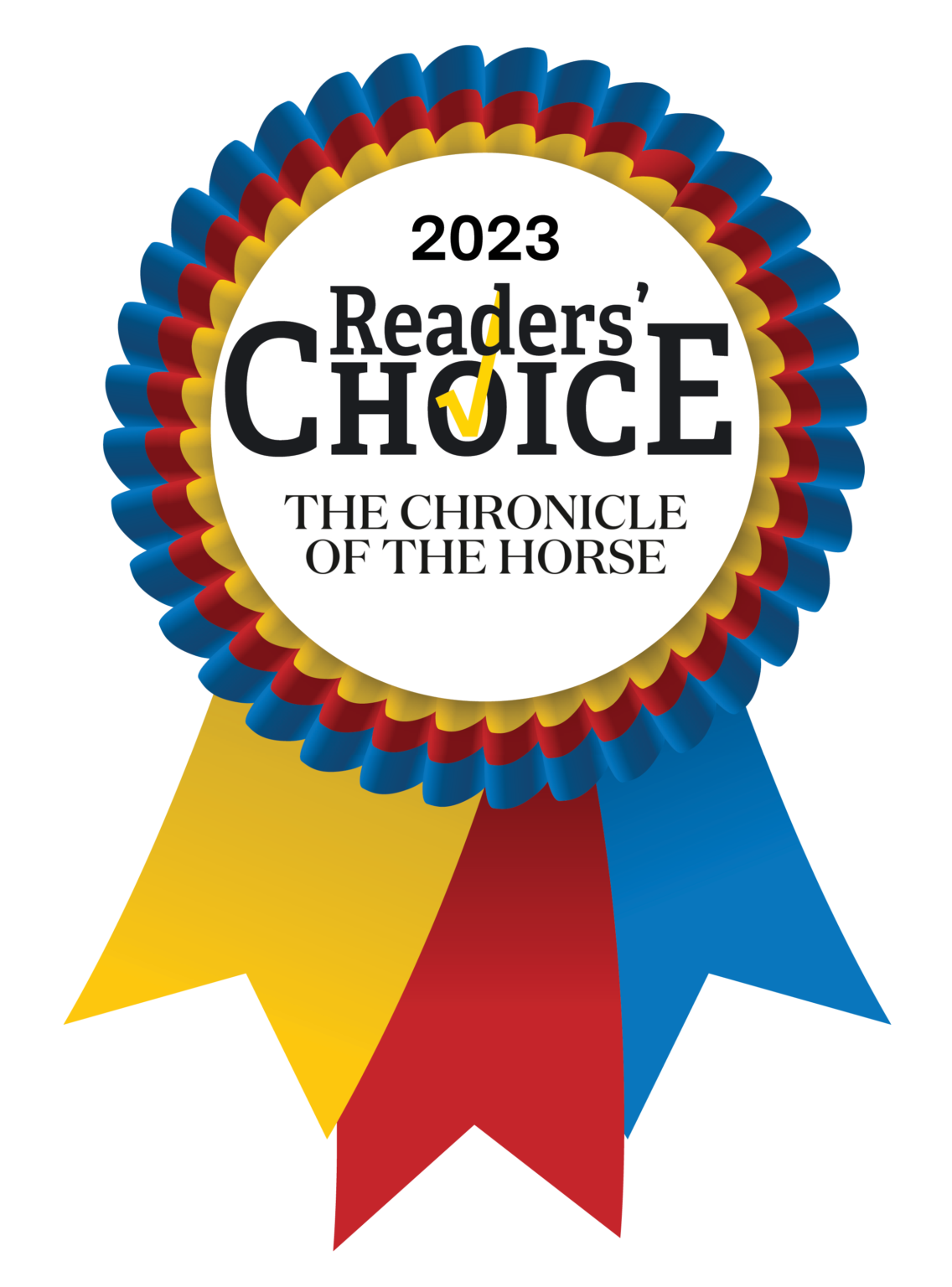 A ribbon that says " readers choice 2 0 2 3 ".